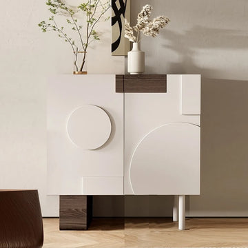 39.4" Modern White Birch Sideboard with Doors and 3 Shelves